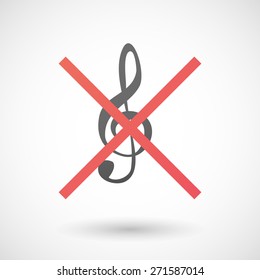 Illustration of a not allowed icon with a g clef