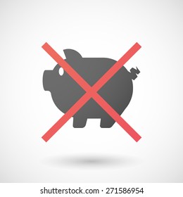 Illustration of a not allowed icon with a pig