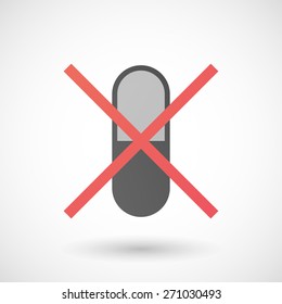 Illustration of a not allowed icon with a pill