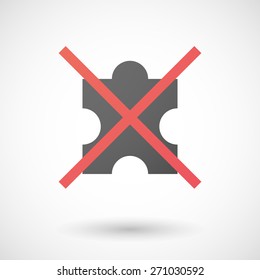 Illustration of a not allowed icon with a puzzle piece