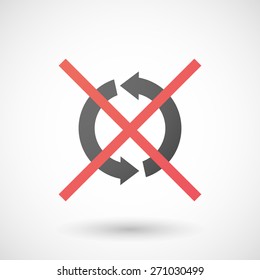 Illustration of a not allowed icon with a recycle sign