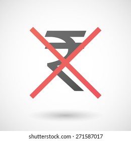 Illustration of a not allowed icon with a rupee sign