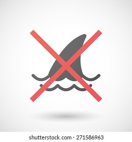 Illustration of a not allowed icon with a shark fin