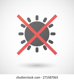 Illustration of a not allowed icon with a sun