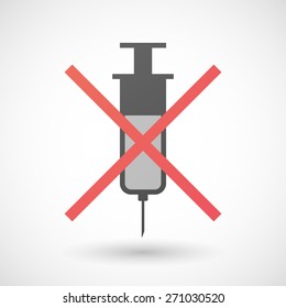 Illustration of a not allowed icon with a syringe