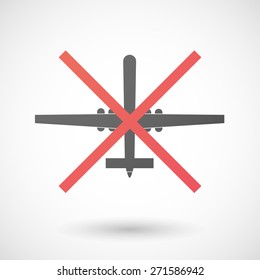 Illustration of a not allowed icon with a war drone