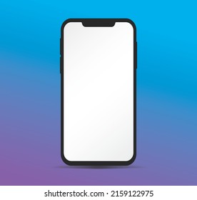 Illustration Notch Smartphone Device Mockup Isolated Touchscreen Modern Blank Display Screen Technology Equipment Concept UI Business Office Electronic Web Presentation Minimalistic Cellphone