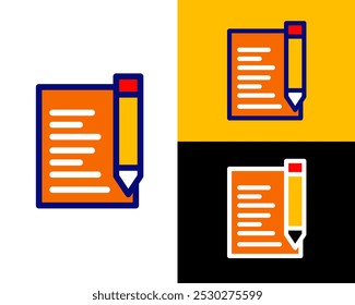 Illustration of note, notebook, pen, pencil for writing some notes with various layout