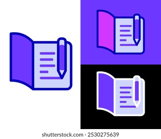 Illustration of note, notebook, pen, pencil for writing some notes with various layout