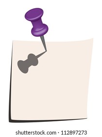 Illustration of note paper and purple pin