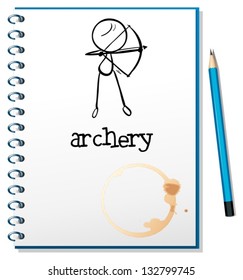 Illustration eines Notebooks mit Bogendesign auf weißem Hintergrund