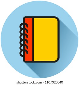 Illustration of notebook circle blue icon concept