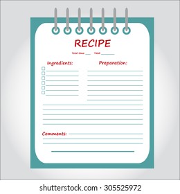 Illustration of notebook, copybook, book for recipes, web icon, vector.