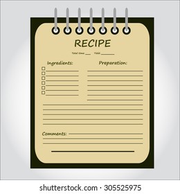 Illustration of notebook, copybook, book for recipes, web icon, vector.