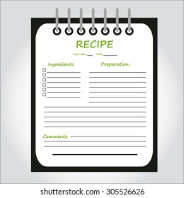 Illustration of notebook, copybook, book for recipes, web icon, vector.