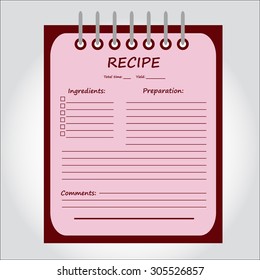 Illustration of notebook, copybook, book for recipes, web icon, vector.