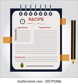 Illustration of notebook, copybook, book for recipes, web icon, vector.