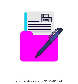 illustration of notebook diary office with small bag
