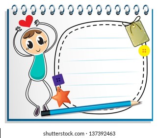 Illustration of a notebook with an empty space on a white background