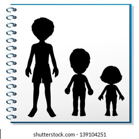 Illustration of a notebook with an image of three humans on a white background