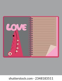  Illustration Notebook Love with Crocodile