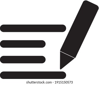 Ilustración de un bloc de notas y un icono de lápiz. Línea, signo de vector sólido. Símbolo, logotipo, blanco y negro.
