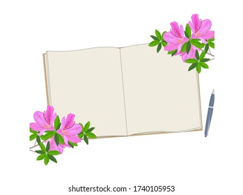Illustration of notebook with summer flower.