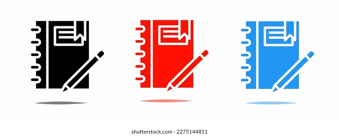 Illustration of notebooks icon with shadow. Vector illustration.