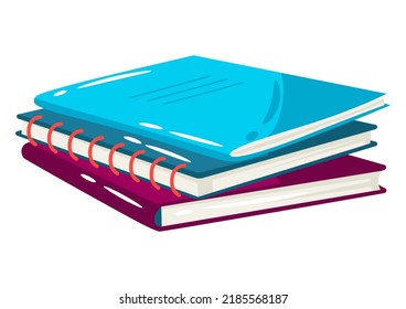 Illustration of notebooks stack. School item. Education image for design.