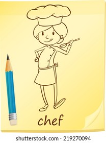 Illustration of a notepad with a chef on a white background  