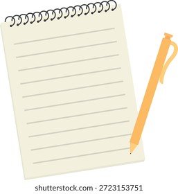 Illustration of a notepad and an orange mechanical pencil