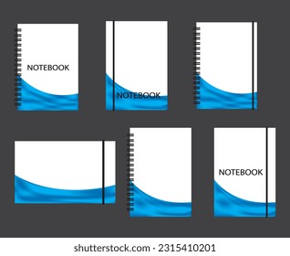 Ilustración de los cuadernos en un fondo gris oscuro.