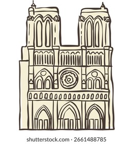 Illustration of Notre Dame. Vector Graphic on the white Background.