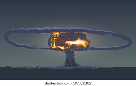 Illustration of Nuclear blast, atomic bomb,nuke,mushroom cloud  - vector
