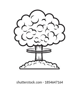 Illustration of nuclear burst in comic style. Design element for poster, card, banner, menu. Vector illustration