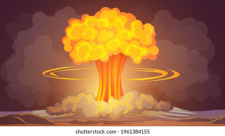 Ilustración con una explosión nuclear en forma de hongo