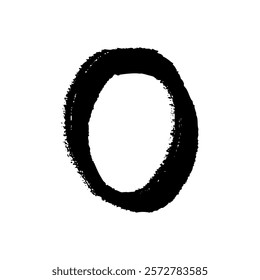 Illustration of the number 0, hand-drawn with a touch of brush