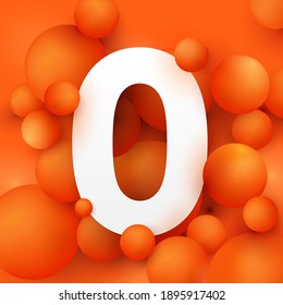 illustration the number 0 on 3d ball orange. Vector illustrate.