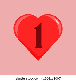 illustration of number 1 inside love logo. very beautiful.
