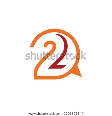 illustration of number 2 combined with chat icon, vector art.