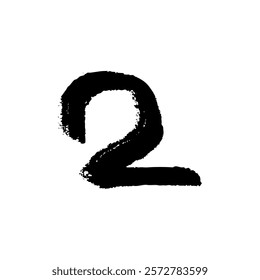 Illustration of the number 2, hand-drawn with a touch of brush