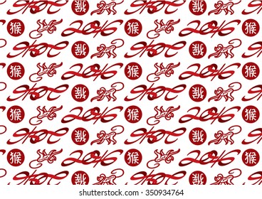 Illustration of number 2016 with the chinese word means monkey, year of monkey pattern concept background