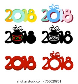 Illustration of number 2018 with different styles