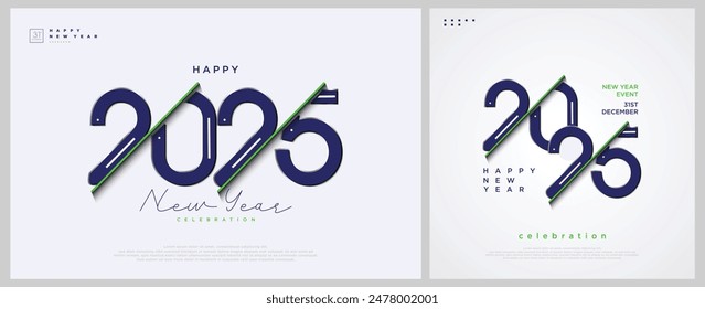 Ilustración del número 2025 recortado en un estilo único. Diseño de Vector 2025. Nuevo año 2025 antecedentes. Diseño para un Anuncio, póster y tarjeta de felicitación.