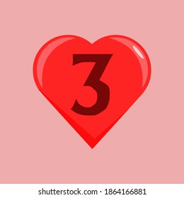 illustration of number 3 inside love logo. very pretty and beautiful. suitable for logo number 2.