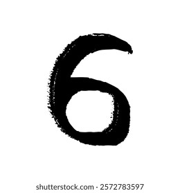 Illustration of the number 6, hand-drawn with a touch of brush