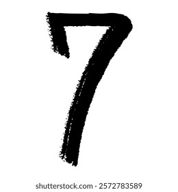 Illustration of the number 7, hand-drawn with a touch of brush