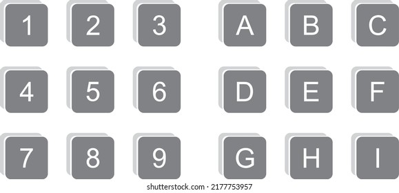 Illustration of number and letter button icon