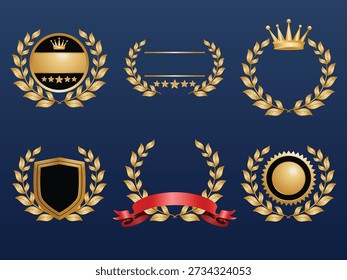 illustration of a number one champ blank golden leaf achievement on isolated white background