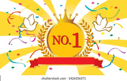 Illustration of number one plate shining on red curtain